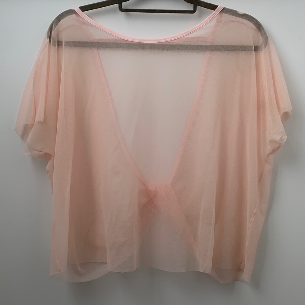 Sheer Light Pink Mesh Tee Shirt by Forever 21